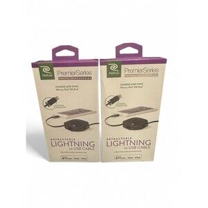 NEW Lot 2 Retrak Retractable Lightning to USB Cable 3.2ft MFi-Certified IPhone